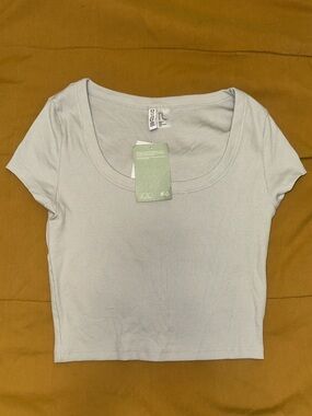 h&m divided ribbed crop jersey t-shirt